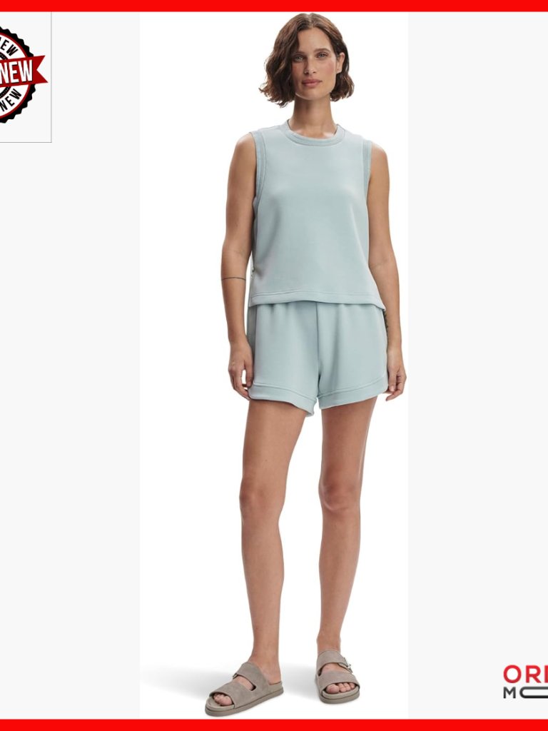 Crop Tank Top Sleeveless Crew Neck Pointelle Trim Side Zips Doublesoft Fabric